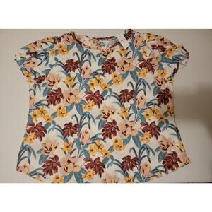 Loft Vintage Soft Plus Floral Short Sleeve Tee Womens Top Sz 24/26 Casual Travel